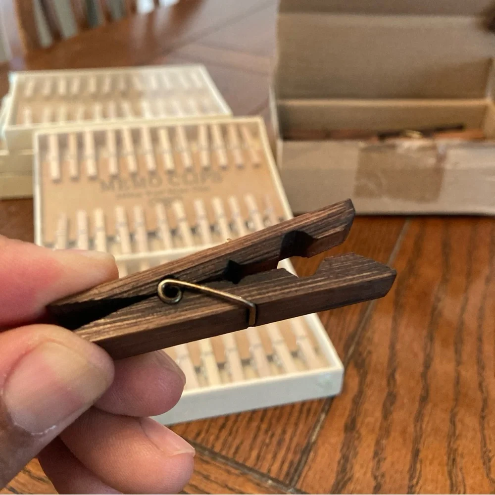 Wooden Memo Clips Set - Brown